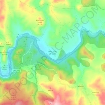 Topografische Karte Santa María de Ovila, Höhe, Relief