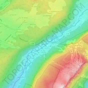 Topografische Karte Michaille, Höhe, Relief