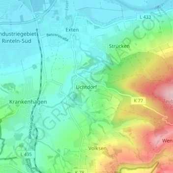 Topografische Karte Uchtdorf, Höhe, Relief