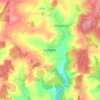 Topografische Karte Hompré, Höhe, Relief