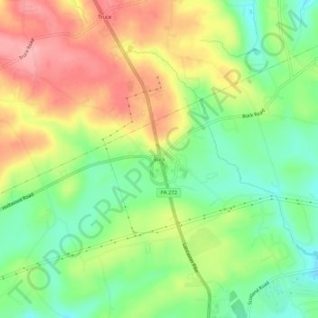 Topografische Karte Buck, Höhe, Relief