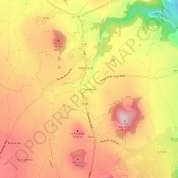 Topografische Karte Chassilhac, Höhe, Relief