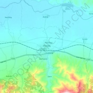 Topografische Karte Ahmetli, Höhe, Relief
