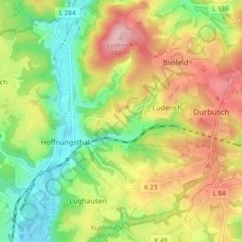 Topografische Karte Hove, Höhe, Relief