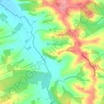 Topografische Karte Coucuron, Höhe, Relief