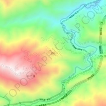 Topografische Karte 浪板, Höhe, Relief