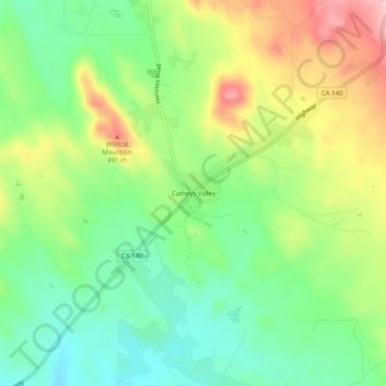 Topografische Karte Catheys Valley, Höhe, Relief