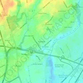 Topografische Karte Blue Ridge, Höhe, Relief