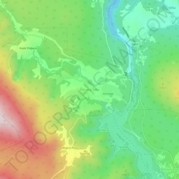 Topografische Karte Plitvica Selo, Höhe, Relief