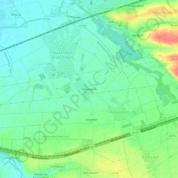 Topografische Karte Wultendorf, Höhe, Relief