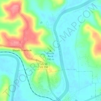 Topografische Karte House Rock, Höhe, Relief