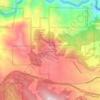 Topografische Karte Mount Vernon Club Place, Höhe, Relief