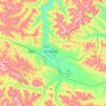 Topografische Karte 果洛州, Höhe, Relief