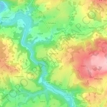 Topografische Karte Bonnavaud, Höhe, Relief