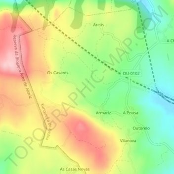 Topografische Karte A Gandara, Höhe, Relief