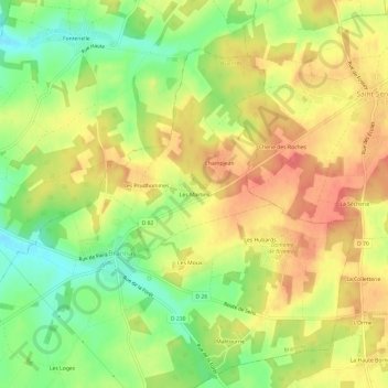 Topografische Karte Les Martins, Höhe, Relief
