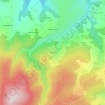 Topografische Karte Viallevielle, Höhe, Relief