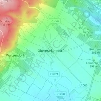 Topografische Karte Obermarkersdorf, Höhe, Relief