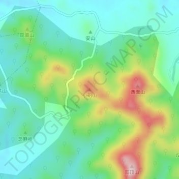 Topografische Karte 小矾山, Höhe, Relief