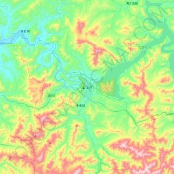 Topografische Karte 本溪县, Höhe, Relief