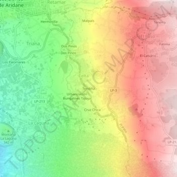 Topografische Karte Tendiña, Höhe, Relief