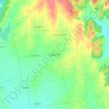 Topografische Karte 凤凰唐家村, Höhe, Relief