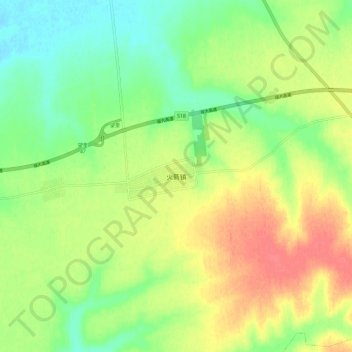 Topografische Karte 火箭镇, Höhe, Relief