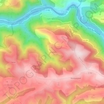Topografische Karte La Contie, Höhe, Relief