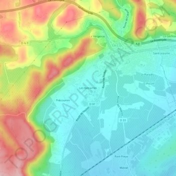 Topografische Karte Les Retraches, Höhe, Relief