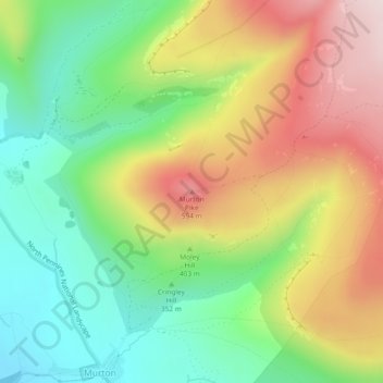 Topografische Karte Murton Pike, Höhe, Relief