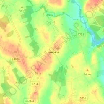 Topografische Karte Gusserane, Höhe, Relief