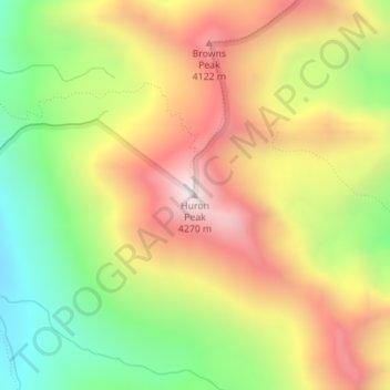 Topografische Karte Huron Peak, Höhe, Relief