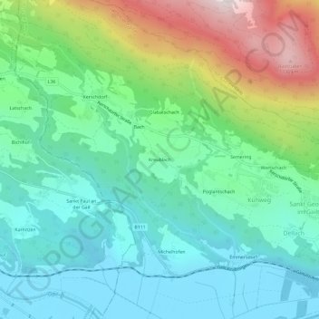 Topografische Karte Kreublach, Höhe, Relief