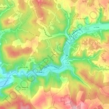 Topografische Karte La Berrie, Höhe, Relief