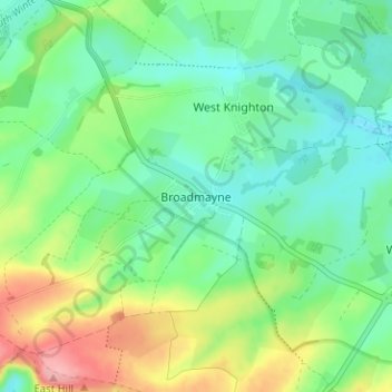 Topografische Karte Broadmayne, Höhe, Relief