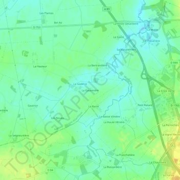 Topografische Karte La Gauvinière, Höhe, Relief