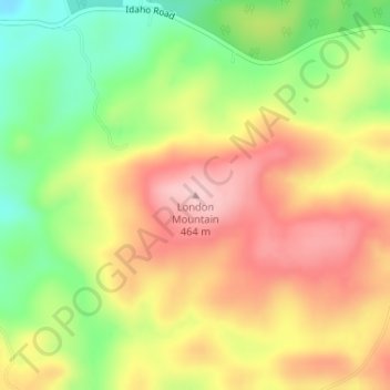 Topografische Karte London Mountain, Höhe, Relief