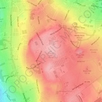 Topografische Karte Sheriff Hill, Höhe, Relief