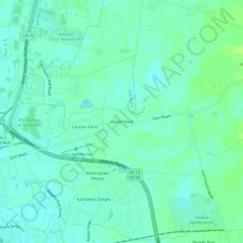 Topografische Karte Middle Neck, Höhe, Relief