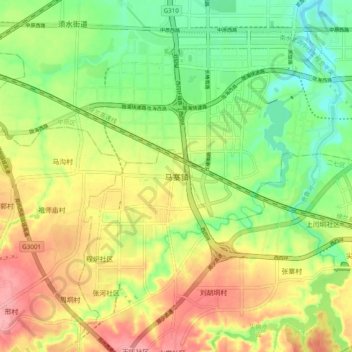 Topografische Karte 马寨镇, Höhe, Relief
