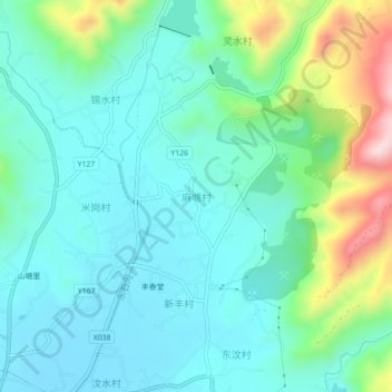 Topografische Karte 麻塘村, Höhe, Relief