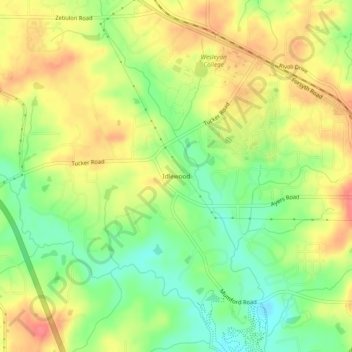 Topografische Karte Idlewood, Höhe, Relief
