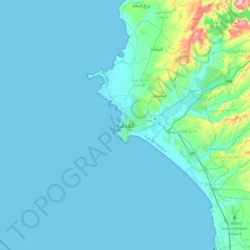 Topografische Karte Latakia, Höhe, Relief