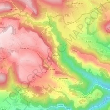 Topografische Karte Quinsat, Höhe, Relief