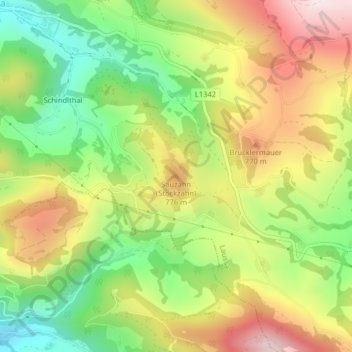 Topografische Karte Sauzahn (Stockzahn), Höhe, Relief