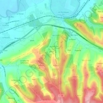 Topografische Karte Vilaret, Höhe, Relief