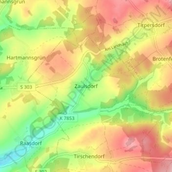Topografische Karte Zaulsdorf, Höhe, Relief