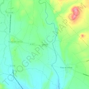 Topografische Karte Fañanás, Höhe, Relief