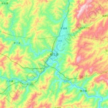 Topografische Karte 榕江县, Höhe, Relief