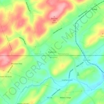 Topografische Karte Blackrock, Höhe, Relief